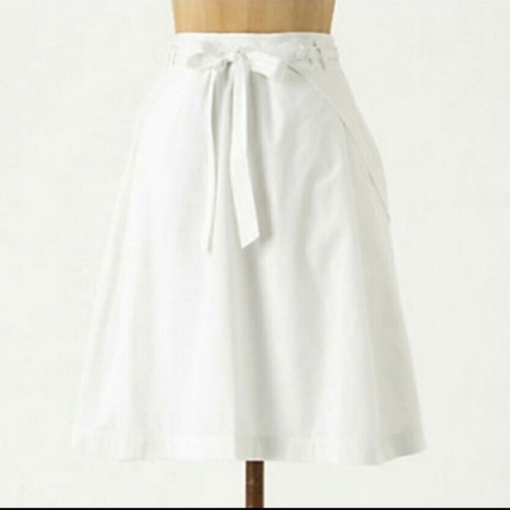 Anthropologie Odille Plait and Pleat Poplin Skirt